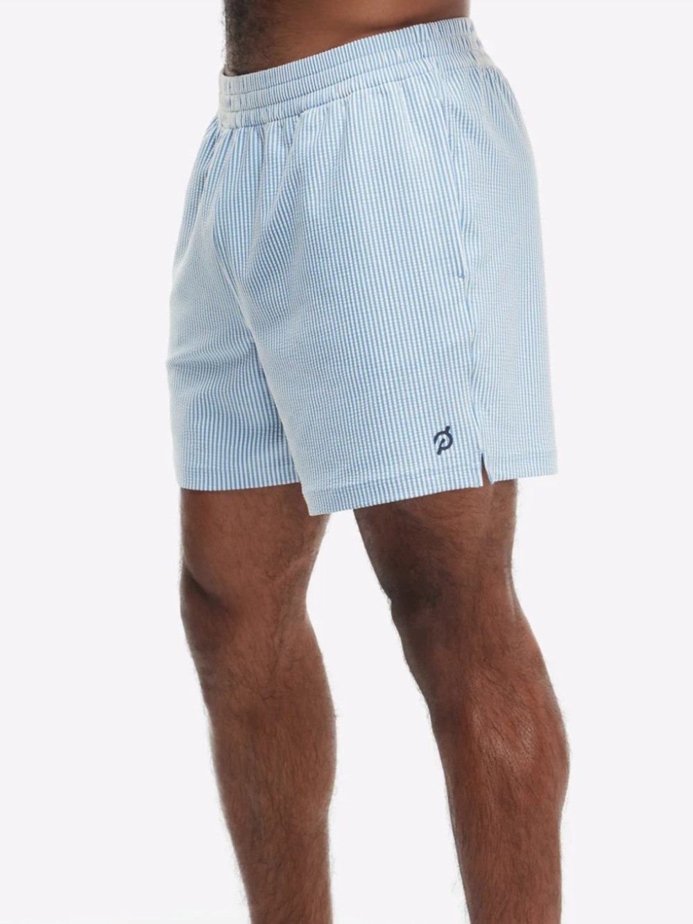 Peloton Men's unlined Light Blue Seersucker Elastic-Waist Shorts M